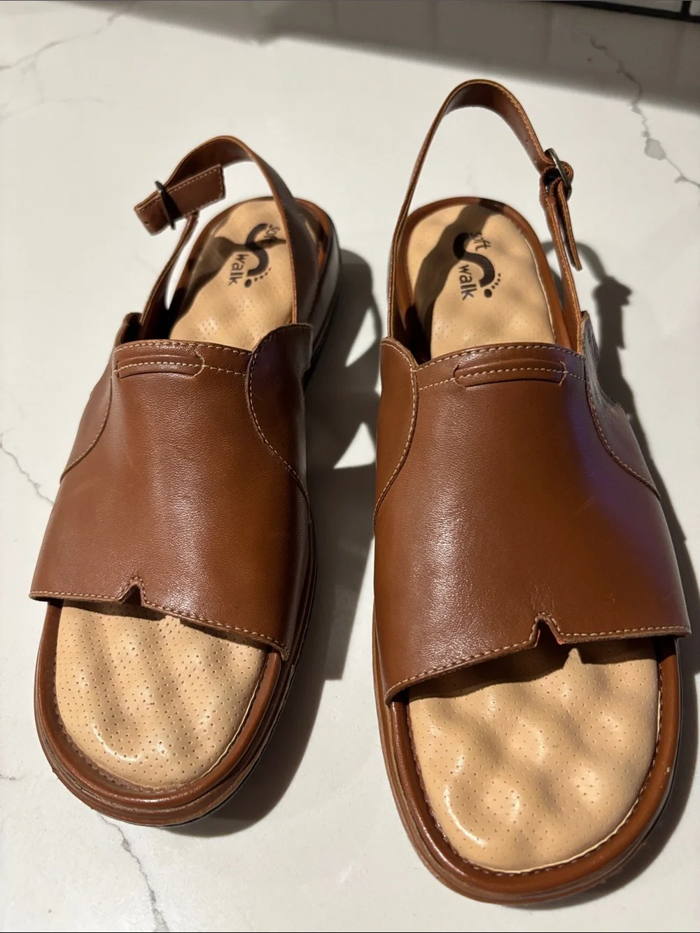 SoftWalk La Mesa Women’s Brown Leather Orthopedic Comfort Sandals NWOT Sz 10